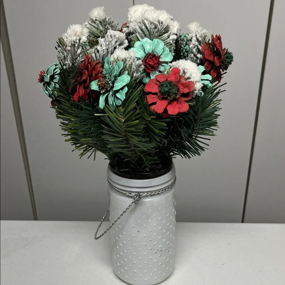 Hand crafted Festive Floral Arrangement in White Vase
